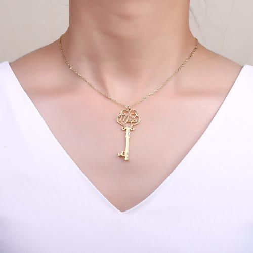 Stainless Steel Jewelry Necklace 304 Stainless Steel Key plated Customized & for woman Length 45 cm Sold By PC