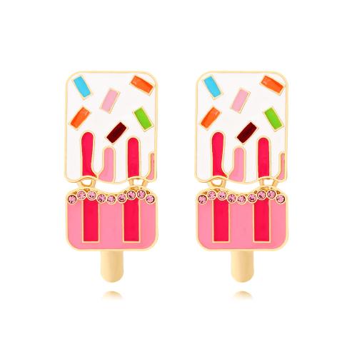 Zinc Alloy Drop Earrings Ice Cream plated fashion jewelry & enamel multi-colored nickel lead & cadmium free Sold By Pair