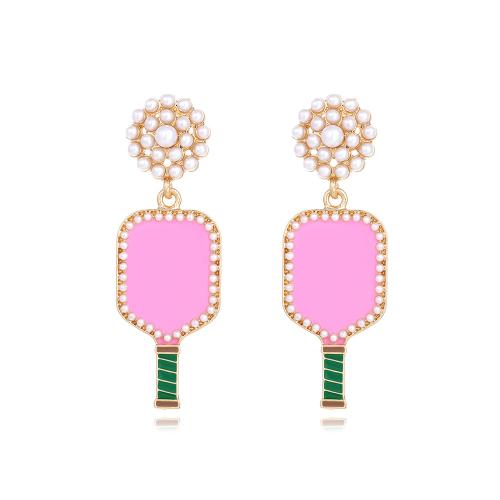 Tibetan Style Drop Earrings, with Plastic Pearl, plated, fashion jewelry & enamel, more colors for choice, nickel, lead & cadmium free, 18x55mm, Sold By Pair