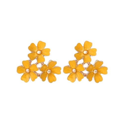 Tibetan Style Stud Earring, Flower, plated, fashion jewelry & enamel, more colors for choice, nickel, lead & cadmium free, 23x22mm, Sold By Pair