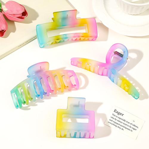 Hair Claw Clips Plastic handmade & for woman rainbow colors Sold By PC
