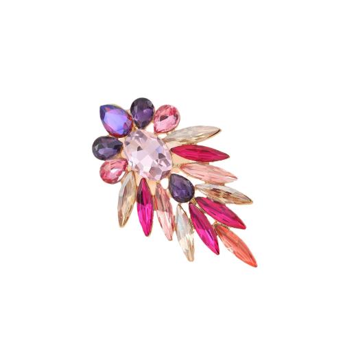 Tibetan Style Brooches, plated, for woman & with rhinestone, more colors for choice, 35x56mm, Sold By PC