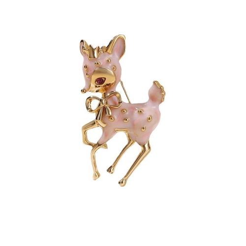 Zink Alloy Broscher, Deer, plated, för kvinna & emalj & med strass, gyllene, Säljs av PC