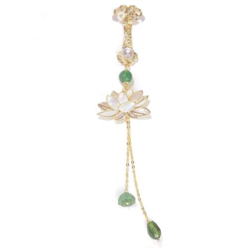 Zinc Alloy Brooches with Gemstone & Shell & Plastic Pearl plated & for woman & enamel & with rhinestone golden Sold By PC