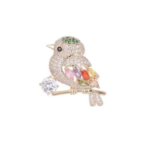 Zinc Alloy Brooches Bird plated for woman & with rhinestone Sold By PC
