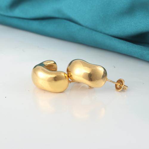 Titanium Steel  Earring polished for woman golden Sold By Pair
