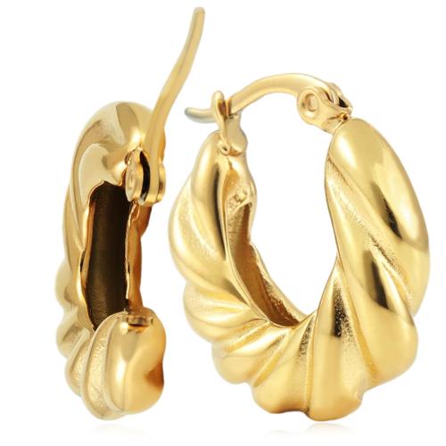 Titanium Steel  Earring plated for woman golden Sold By Pair