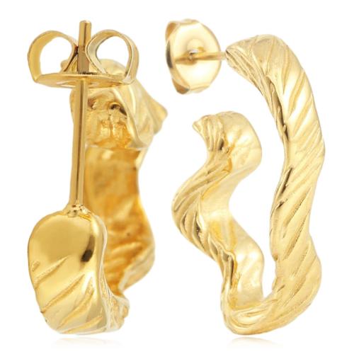 Titanium Steel  Earring, plated, for woman, golden, 18x6x28mm, Sold By Pair