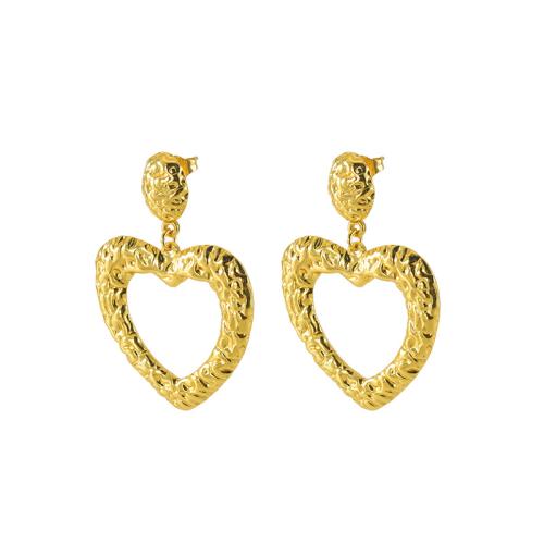 Stainless Steel Drop Earring 304 Stainless Steel Heart 18K gold plated fashion jewelry & for woman golden 46mm Sold By Pair