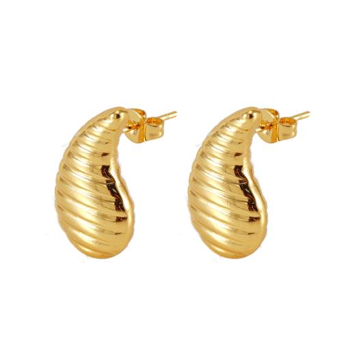 Edelstahl Ohrringe, 304 Edelstahl, 18K vergoldet, Modeschmuck & für Frau, goldfarben, 22.80x13.50mm, verkauft von Paar