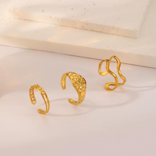 Rustfrit stål fingre Ringe, 304 rustfrit stål, tre stykker & mode smykker & for kvinde, gylden, 21x21mm, Solgt af sæt