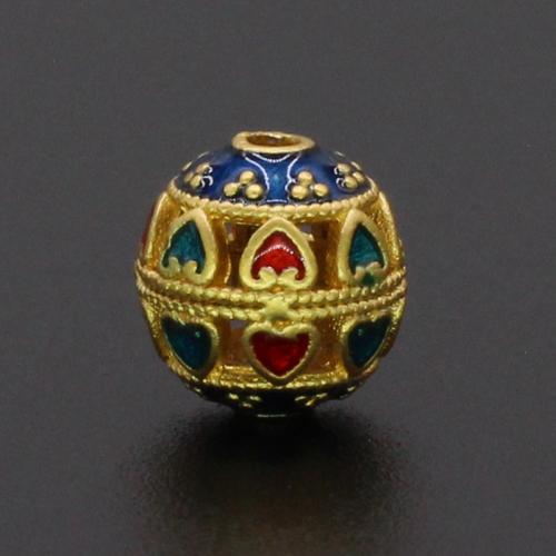Tibetan Style Jewelry Beads, gold color plated, DIY & enamel, mixed colors, nickel, lead & cadmium free, Sold By PC