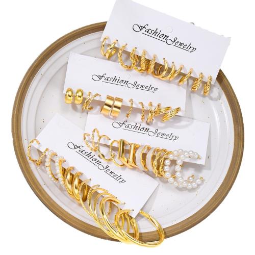 Zinc Alloy Oorbellen, met Plastic Pearl, mode sieraden & voor vrouw, goud, Verkocht door Stel