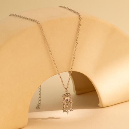 Zinklegierung Schmuck Halskette, mit Verlängerungskettchen von 1.97 Inch, Modeschmuck & für Frau & mit Strass, originale Farbe, Länge:15.75 ZollInch, verkauft von setzen
