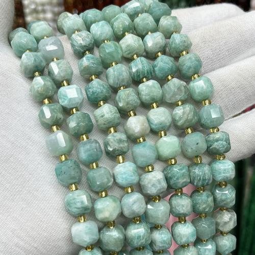 Amazonit Perlen, Quadrat, Modeschmuck & DIY & verschiedene Größen vorhanden & facettierte, hellblau, verkauft per ca. 38 cm Strang