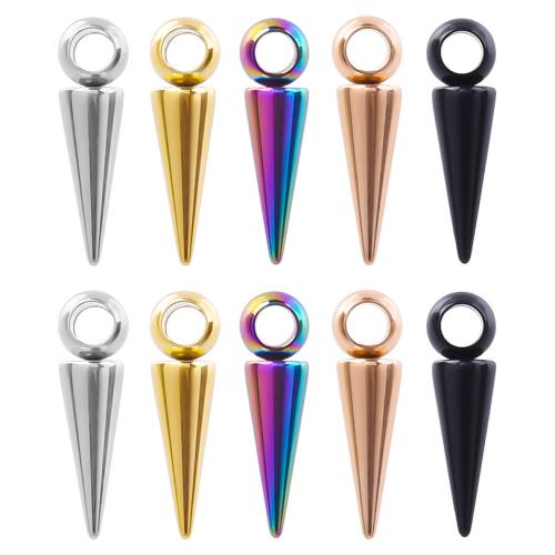 Stainless Steel Pendants, 304 Stainless Steel, Conical, Vacuum Ion Plating, fashion jewelry & DIY, more colors for choice, 6x21mm, Sold By PC