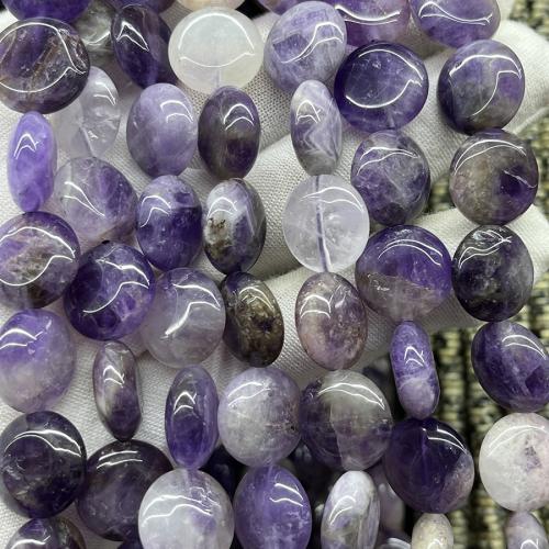 Natürliche Amethyst Perlen, flache Runde, Modeschmuck & DIY, violett, 15mm, verkauft per ca. 38 cm Strang