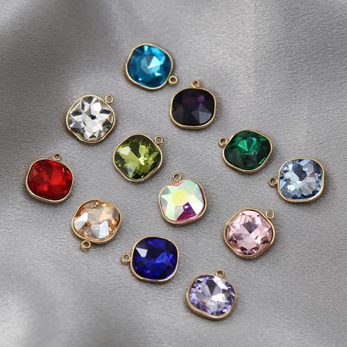 Crystal Pendants, 304 Stainless Steel, with Crystal, DIY, more colors for choice, 14x16mm, Sold By PC