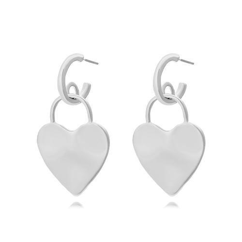 Zinklegierung Ohrringe, Herz, plattiert, Modeschmuck, keine, frei von Nickel, Blei & Kadmium, 24x45mm, verkauft von Paar