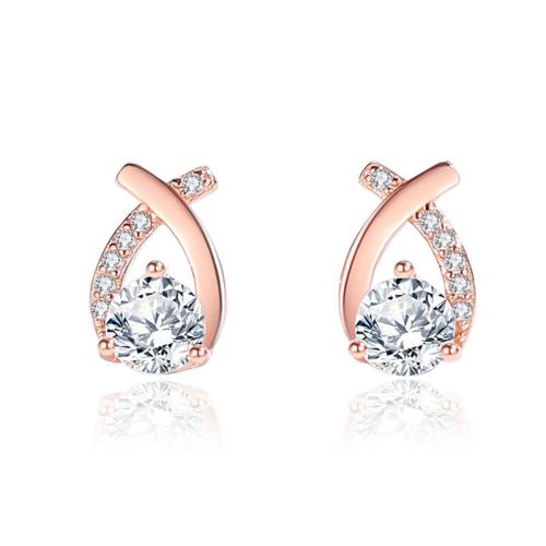 Cubic Zirconia Micro Pave Sterling Silver Earring 925 Sterling Silver micro pave cubic zirconia & for woman 10mm Sold By Pair
