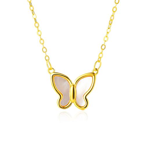 925 Sterling Silver Necklaces with Shell with 5CM extender chain Butterfly for woman Length Approx 40 cm Sold By PC