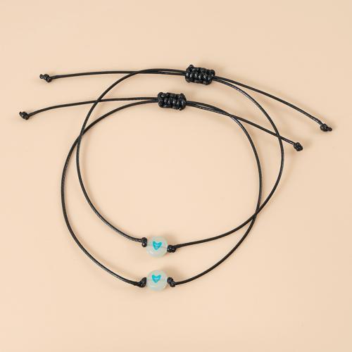 Acrylic Bracelets, with Wax Cord, 2 pieces & for woman & luminated, more colors for choice, Sold By PC