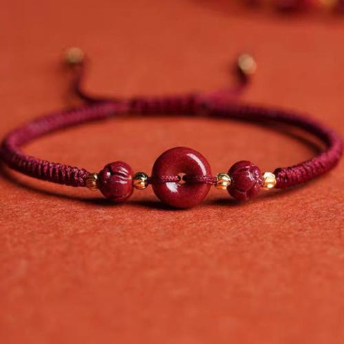 Cotton Cord Bracelet, with Cinnabar, Unisex & braided & different styles for choice, Length:Approx 6-11 Inch, Sold By PC