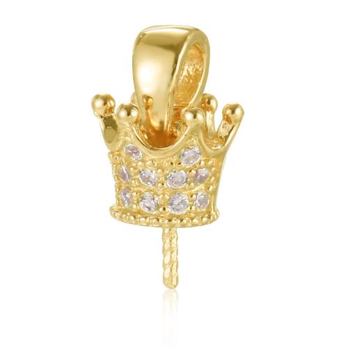 Brass Peg Bail, Crown, plated, DIY & with rhinestone, more colors for choice, 4.50mm, Sold By PC