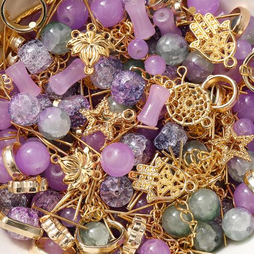 Perles en verre de mode, avec fer, quantité différente pour le choix & DIY, plus de couleurs à choisir, beads length 6-10mm, Vendu par sac