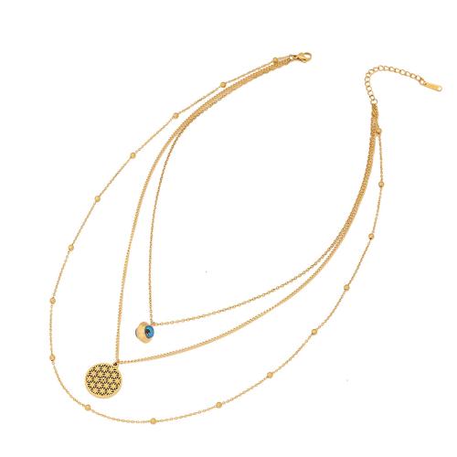 304 Stainless Steel Necklace with 2inch extender chain gold color plated & for woman & enamel Length Approx 15.7 Inch Sold By PC