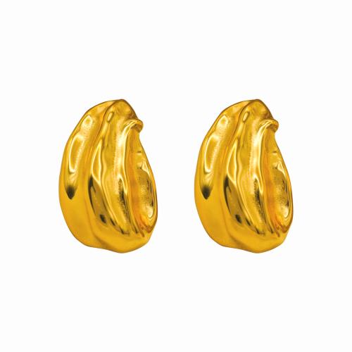 Boucle d'oreille de gaujon en acier inoxydable, Acier inoxydable 304, larme, Plaqué or 18K, bijoux de mode & pour femme, doré, 29x18mm, Vendu par paire