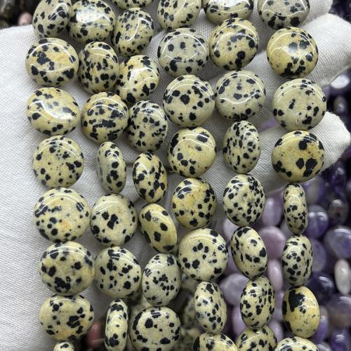 Natural Dalmatian Beads, Flat Round, fashion jewelry & DIY, mixed colors, 15mm, Sold Per Approx 38 cm Strand