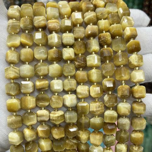Natural Tiger Eye Beads Square fashion jewelry & DIY & faceted golden Sold Per Approx 38 cm Strand