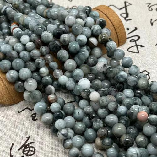 Gemstone Jewelry Beads, Hawk-eye Stone, Round, polished, fashion jewelry & DIY & different size for choice, mixed colors, Sold Per Approx 35-40 cm Strand