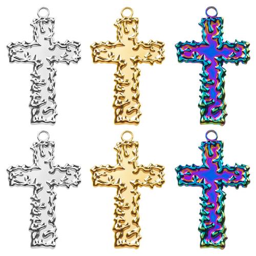 Stainless Steel Cross Pendants, 304 Stainless Steel, Vacuum Ion Plating, fashion jewelry & DIY, more colors for choice, 23x38mm, Sold By PC