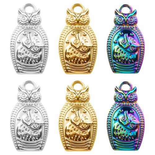Stainless Steel Animal Pendants, 304 Stainless Steel, Owl, Vacuum Ion Plating, fashion jewelry & DIY, more colors for choice, 11x20mm, Sold By PC