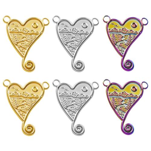 Stainless Steel Heart Pendants 304 Stainless Steel Vacuum Ion Plating fashion jewelry & DIY & double-hole Sold By PC