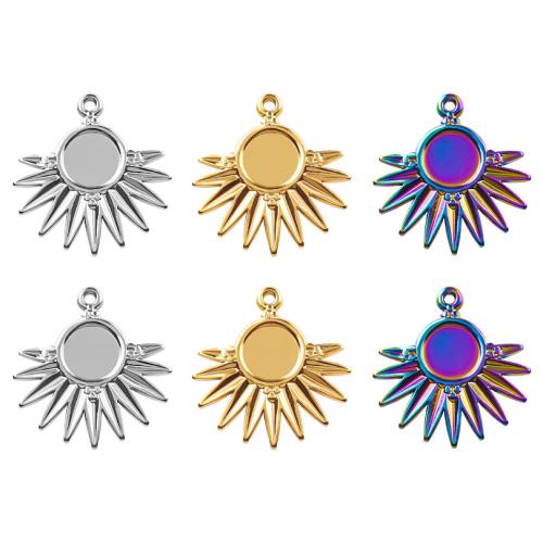 Stainless Steel Pendant Setting, 304 Stainless Steel, Flower, Vacuum Ion Plating, fashion jewelry & DIY, more colors for choice, 22x23mm, Sold By PC