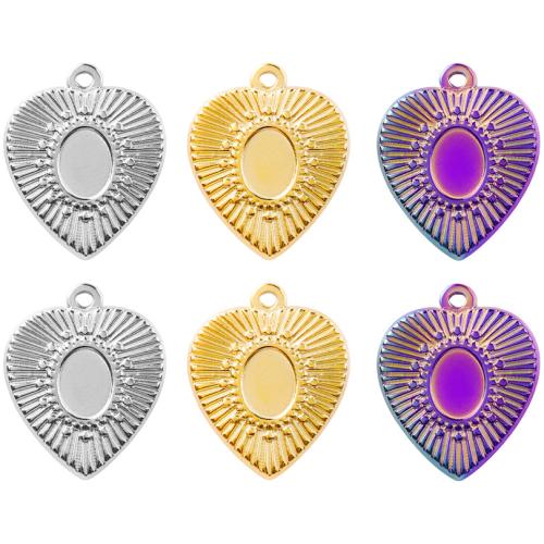 Stainless Steel Pendant Setting, 304 Stainless Steel, Heart, Vacuum Ion Plating, fashion jewelry & DIY, more colors for choice, 19x23mm, Sold By PC