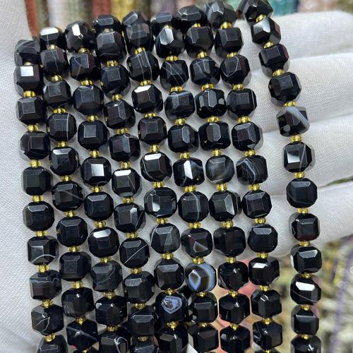 Natural Lace Agate Beads, Square, fashion jewelry & DIY & different size for choice & faceted, black, Sold Per Approx 38 cm Strand
