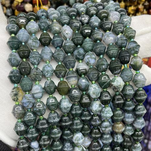 Grânulos de ágata musgo natural, Ágata musgo, joias de moda & DIY, cores misturadas, 10x11mm, vendido para Aprox 38 cm Strand