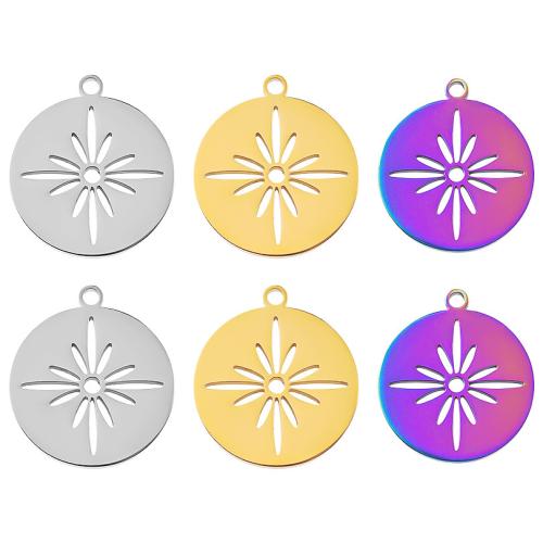 Stainless Steel Pendants, 304 Stainless Steel, Flat Round, Vacuum Ion Plating, fashion jewelry & DIY & hollow, more colors for choice, 20x22mm, Sold By PC