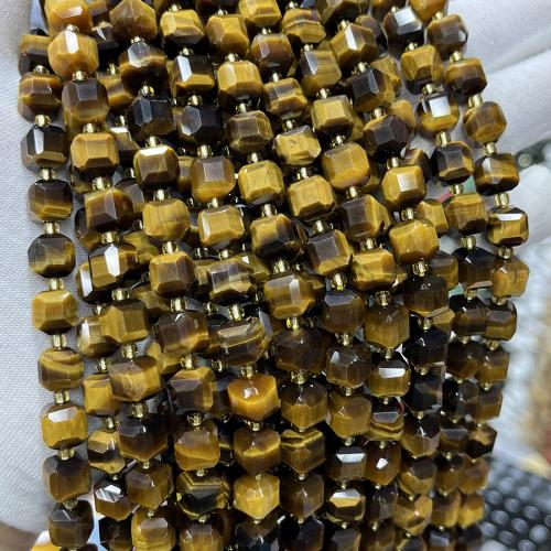 Tigerauge Perlen, Quadrat, Modeschmuck & DIY & facettierte, gemischte Farben, 8mm, verkauft per ca. 38 cm Strang