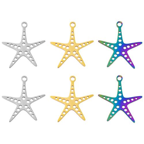 Stainless Steel Pendants, 304 Stainless Steel, Starfish, Vacuum Ion Plating, fashion jewelry & DIY & hollow, more colors for choice, 21x22mm, Sold By PC