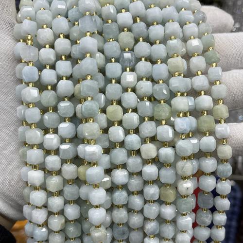 Gemstone Jewelry Beads Aquamarine Square fashion jewelry & DIY & faceted sea blue 6mm Sold Per Approx 38 cm Strand
