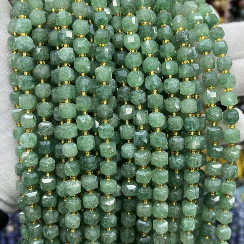 Natural Rose Quartz Beads, Strawberry Quartz, Square, fashion jewelry & DIY & faceted, green, 6mm, Sold Per Approx 38 cm Strand