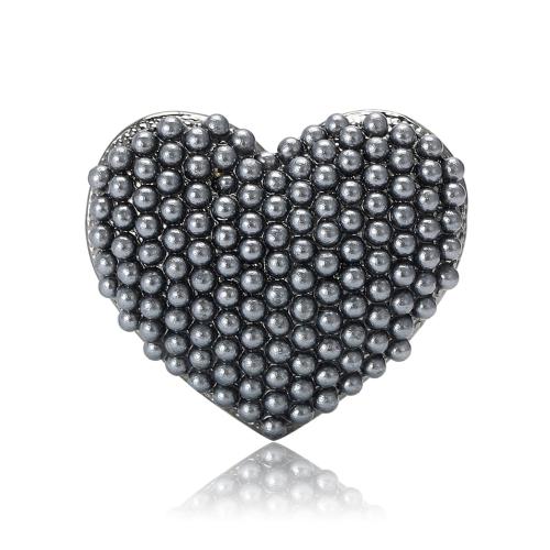 Zinklegierung Broschen, mit Kunststoff Perlen, Herz, plattiert, Modeschmuck & für Frau, keine, frei von Nickel, Blei & Kadmium, 33x26mm, verkauft von PC