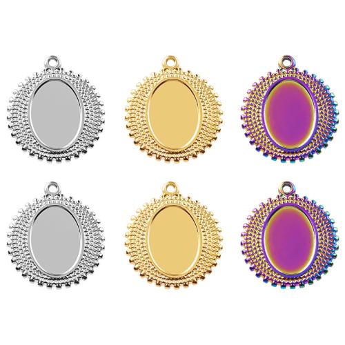 Stainless Steel Pendant Setting, 304 Stainless Steel, Flat Round, Vacuum Ion Plating, fashion jewelry & DIY, more colors for choice, 20x23mm, Sold By PC