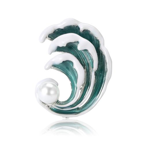 Tibetan Style Brooches, with Plastic Pearl, plated, fashion jewelry & for woman & enamel, more colors for choice, nickel, lead & cadmium free, 38x45mm, Sold By PC