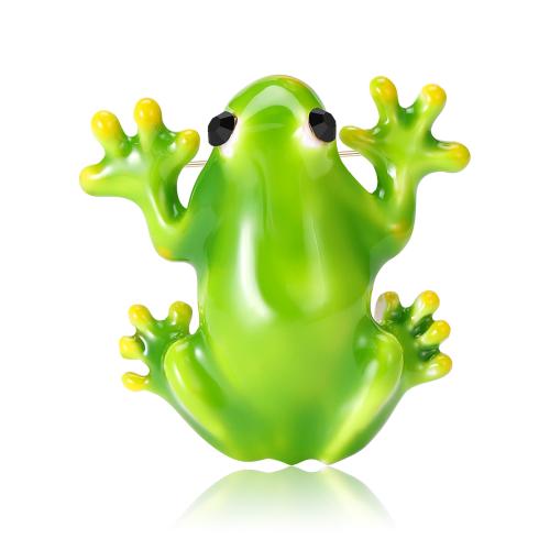 Zinc Alloy Brooches Frog gold color plated fashion jewelry & for woman & enamel green nickel lead & cadmium free Sold By PC
